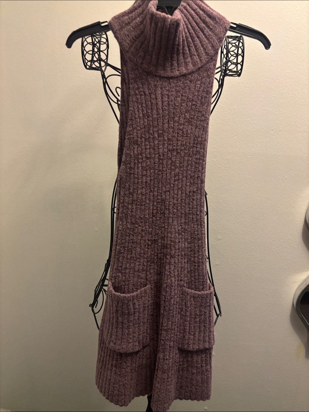 Free People Sleeveless Ribbed Turtleneck Sweater Dress - Mauve